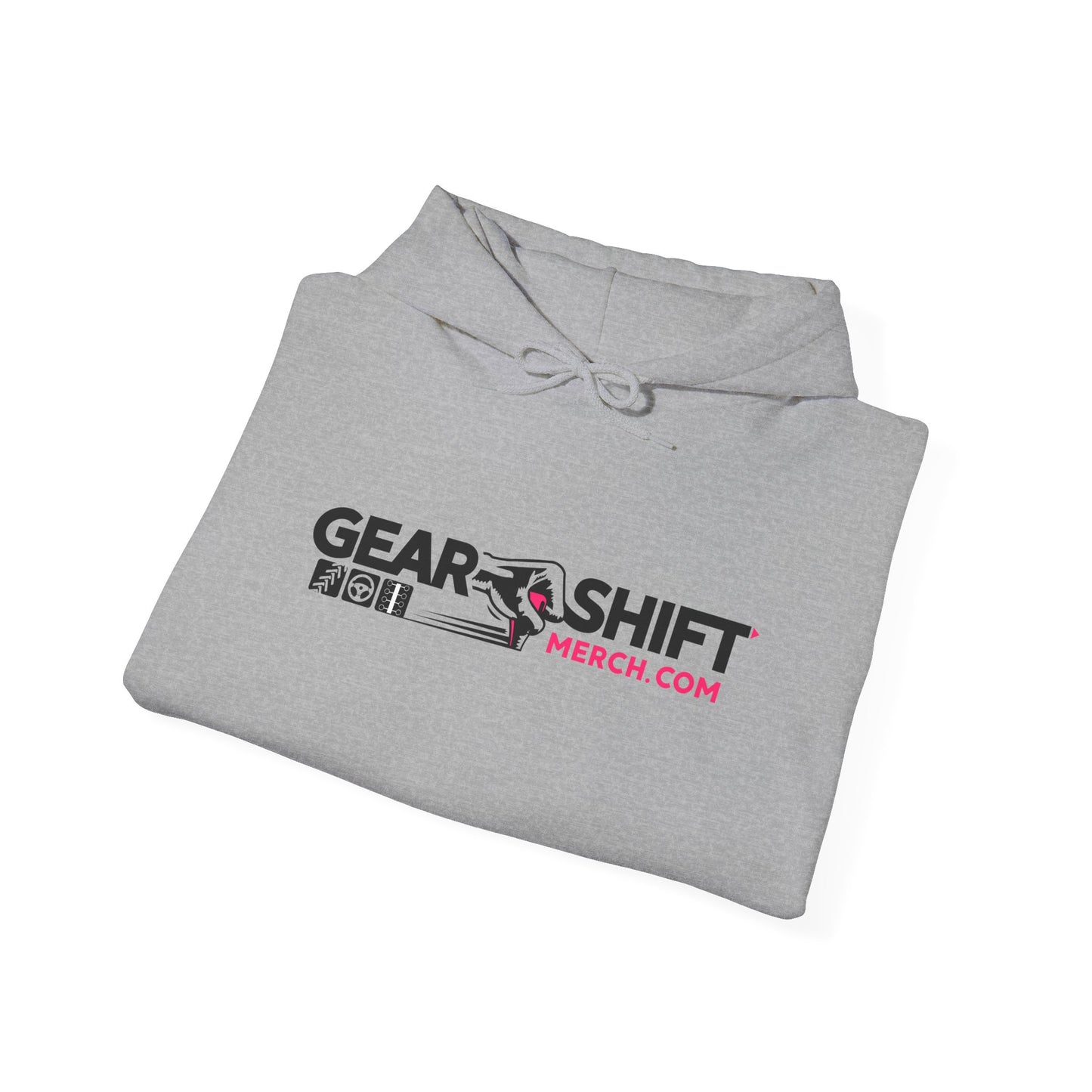 Pink Logo Gear Shift Merch Hoodie ---Gildan 185000